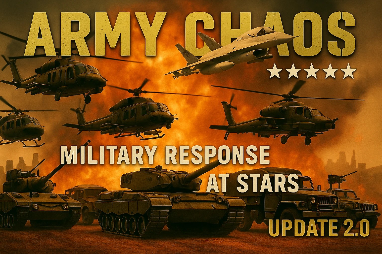 军队混乱 – 五星通缉等级下的军事响应（Army Chaos – Military Response at 5 Stars Wanted Level）