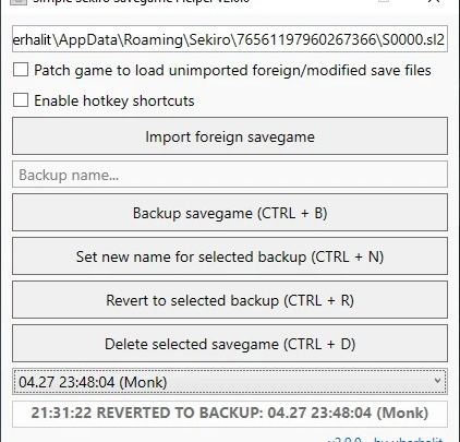 简单只狼存档助手（Simple Sekiro Savegame Helper）