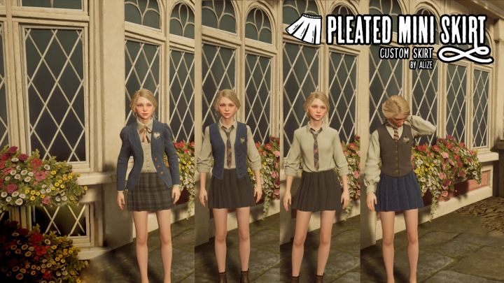 百褶短裙与美腿（Pleated Mini Skirt and Legs）