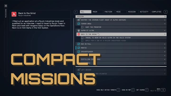 紧凑任务菜单（Compact Mission Menu）